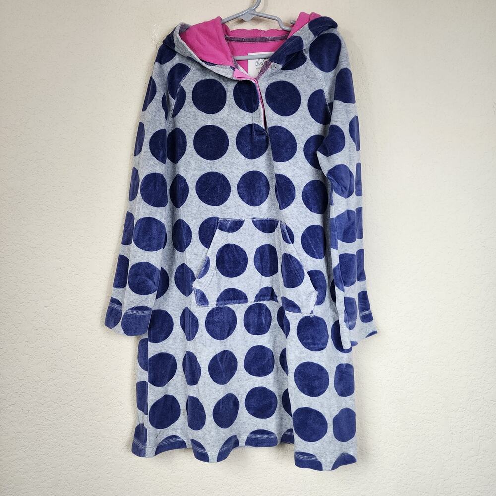 Mini Boden 9 10 Polka Dot Velvet Velour Hoodie Tunic Dress